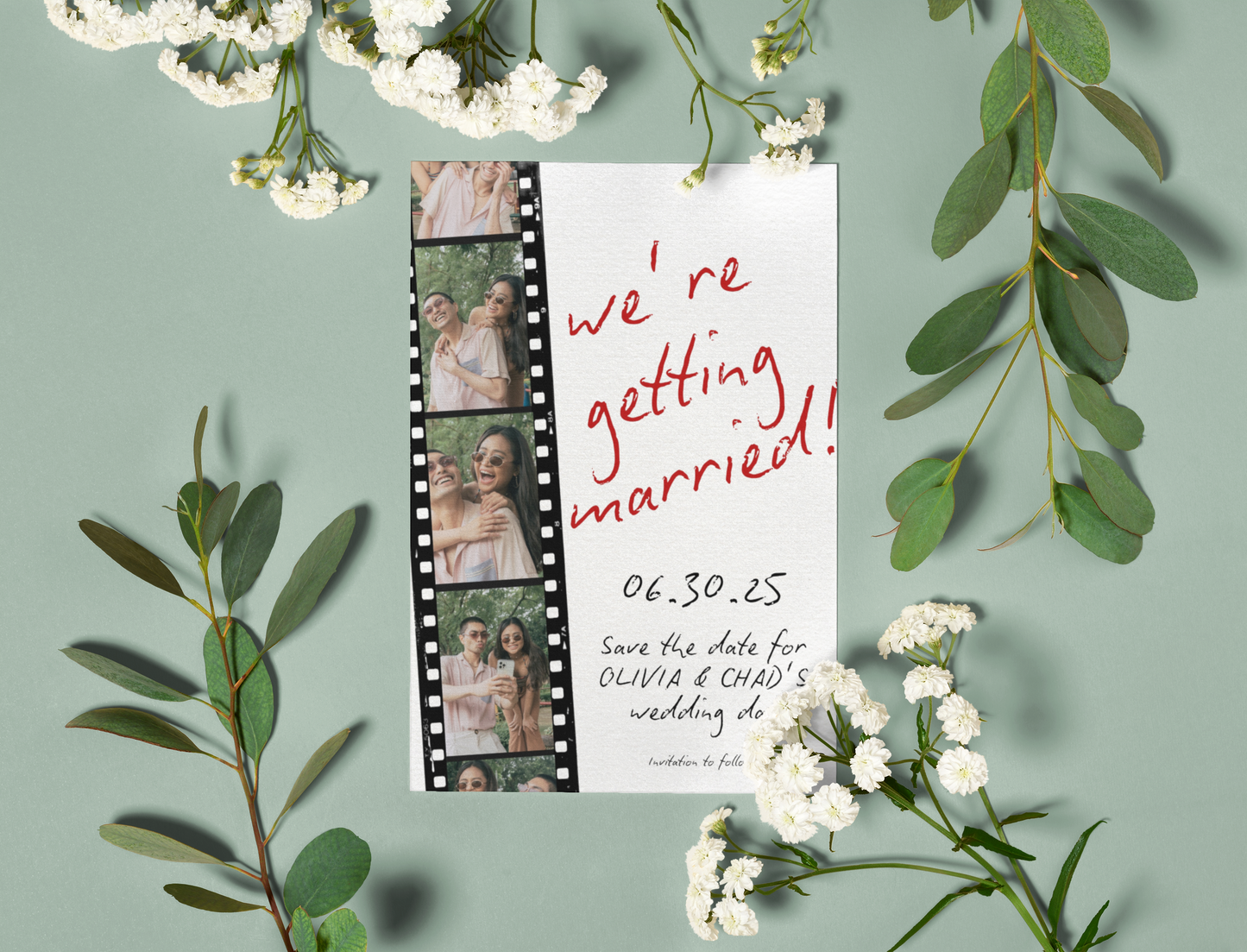 Personalized Polaroid Wedding Invitation | Photo Booth Wedding Announcement | Editable Printable Template | Fun Engagement Card | Custom DIY Invite
