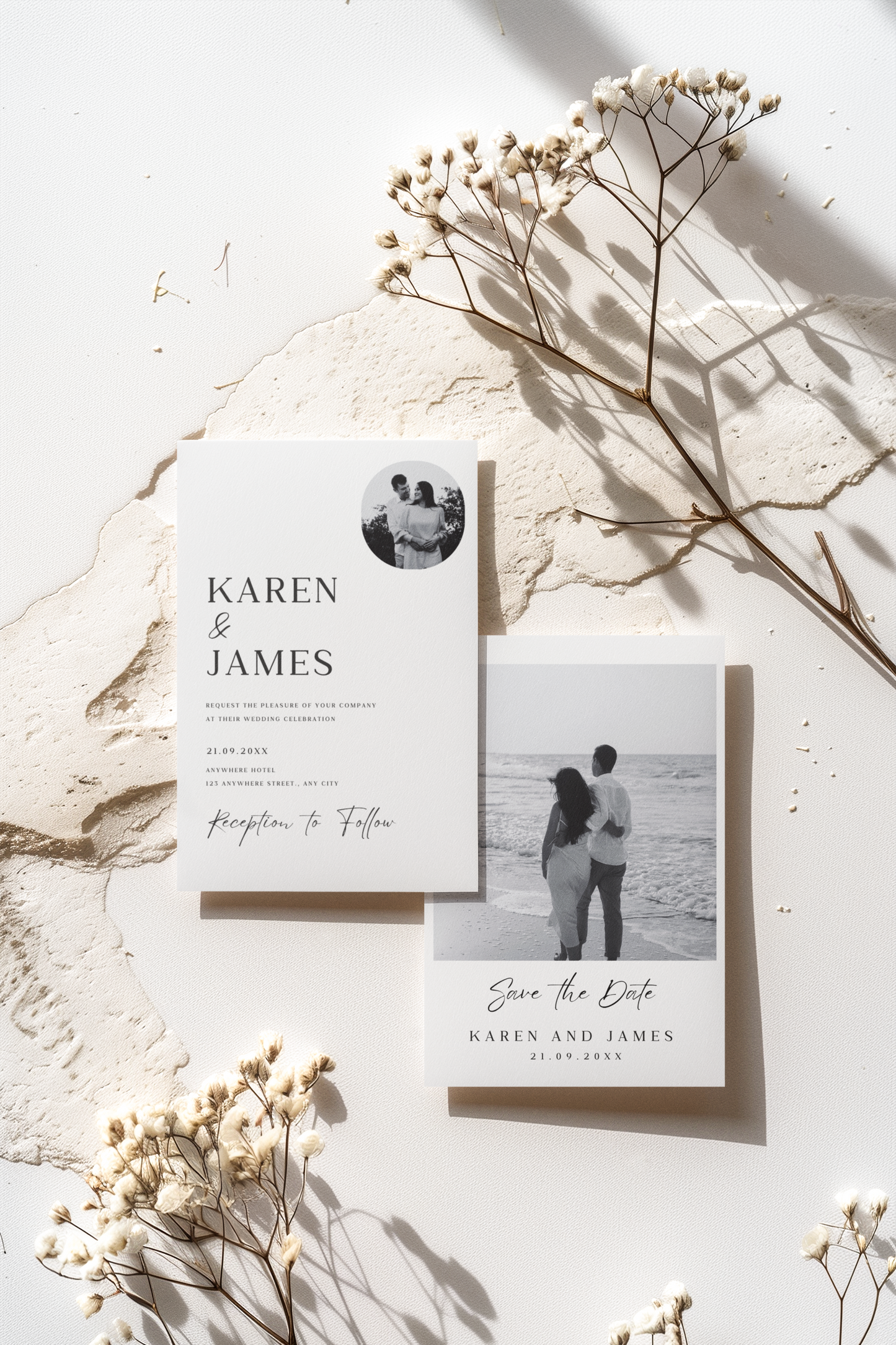 Personalized Photo Wedding Invitation I DIY Custom Wedding Invite with Photo I Minimalistic & Modern