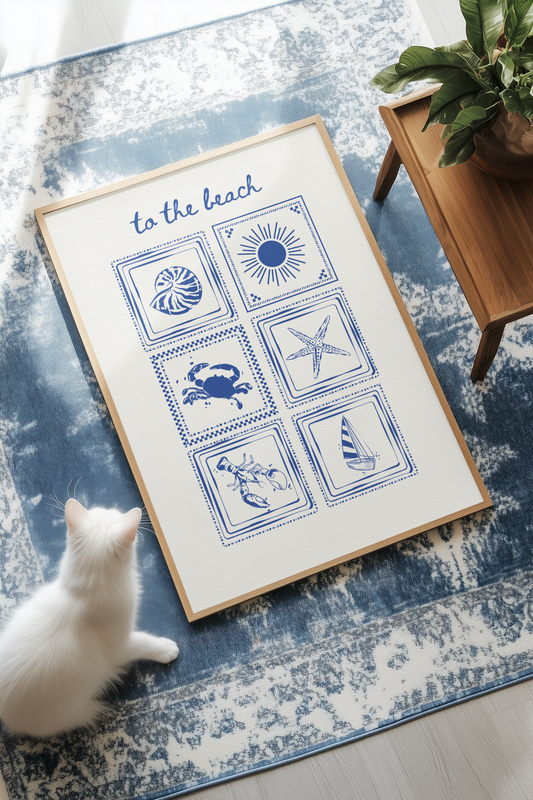 Coastal Beach House Print | Summer Seashell Print