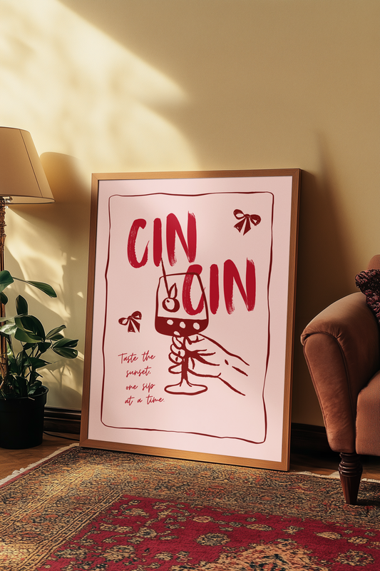 Cin Cin Retro Cocktail Wall Art Print