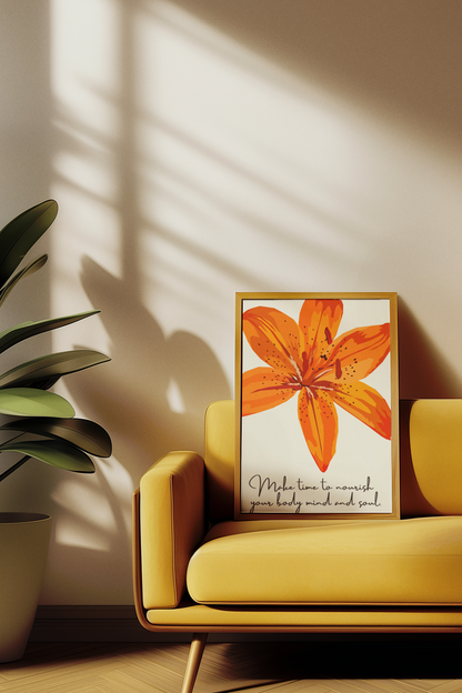 Colourful Orange Lily Flower Wall Art |