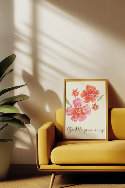 Positive Affirmation, Watercolor Floral Wall Art