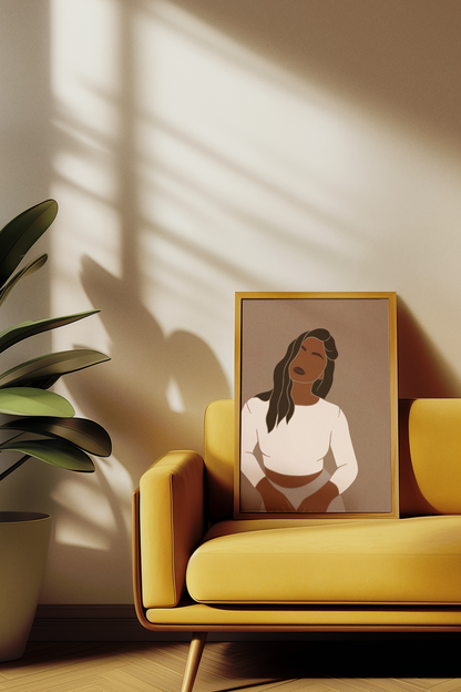 Serene Strength - Minimalist Woman Portrait Print
