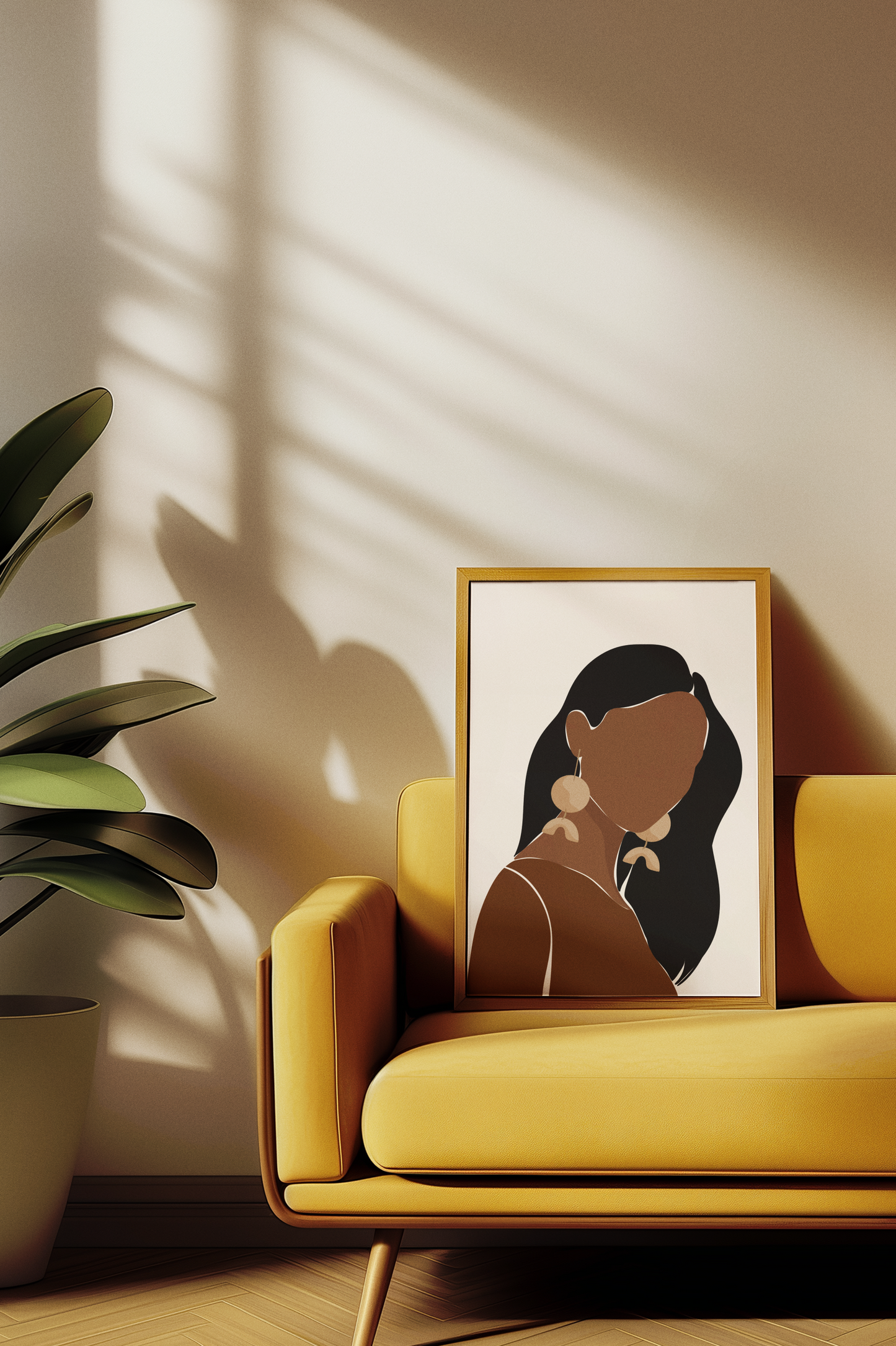 Earthy Elegance - Boho Abstract Woman Portrait Print