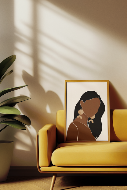 Earthy Elegance - Boho Abstract Woman Portrait Print