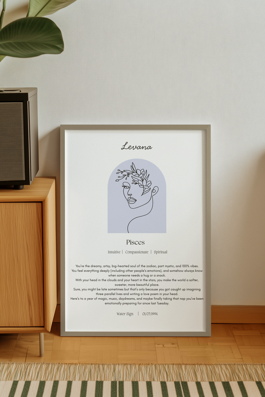 Personalised Pisces Zodiac Print