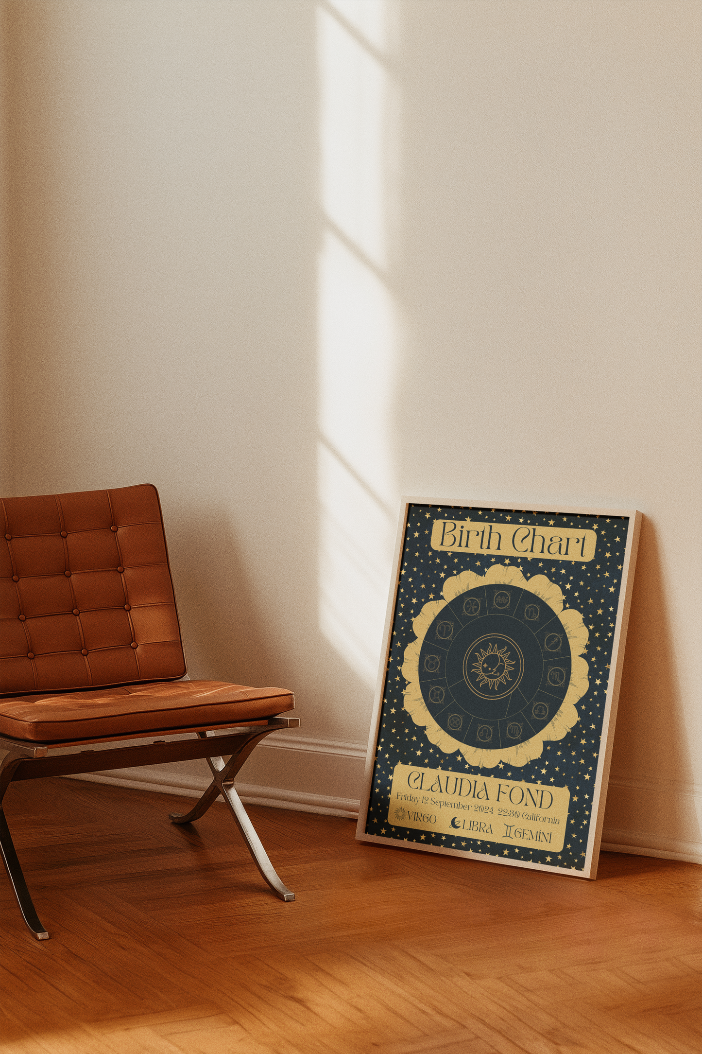 Personalized Vintage Birth Chart – Celestial Astrology Art ✨