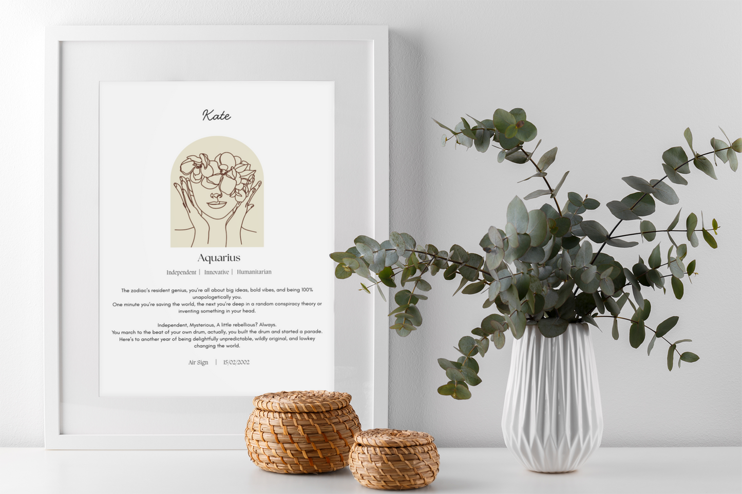 Personalised Aquarius Zodiac Print