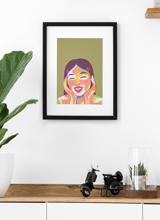 Radiant Joy – Colorful Abstract Portrait Art Print