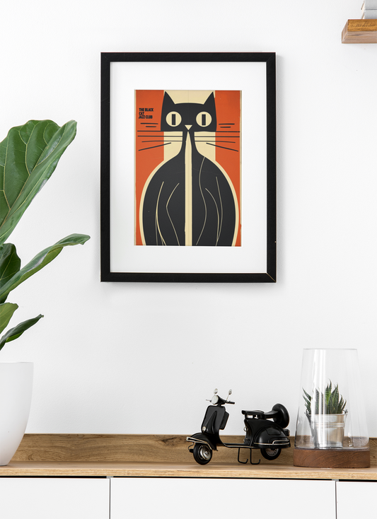 The Black Cat Jazz Club – Retro Art Print 🖤