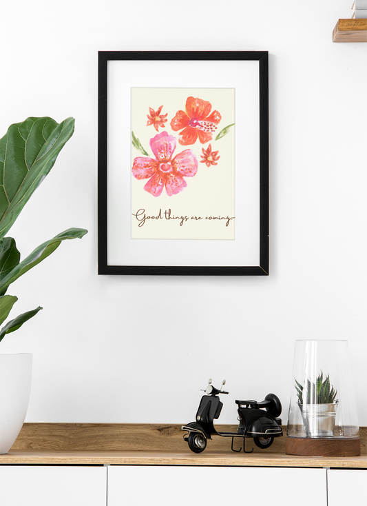 Positive Affirmation, Watercolor Floral Wall Art