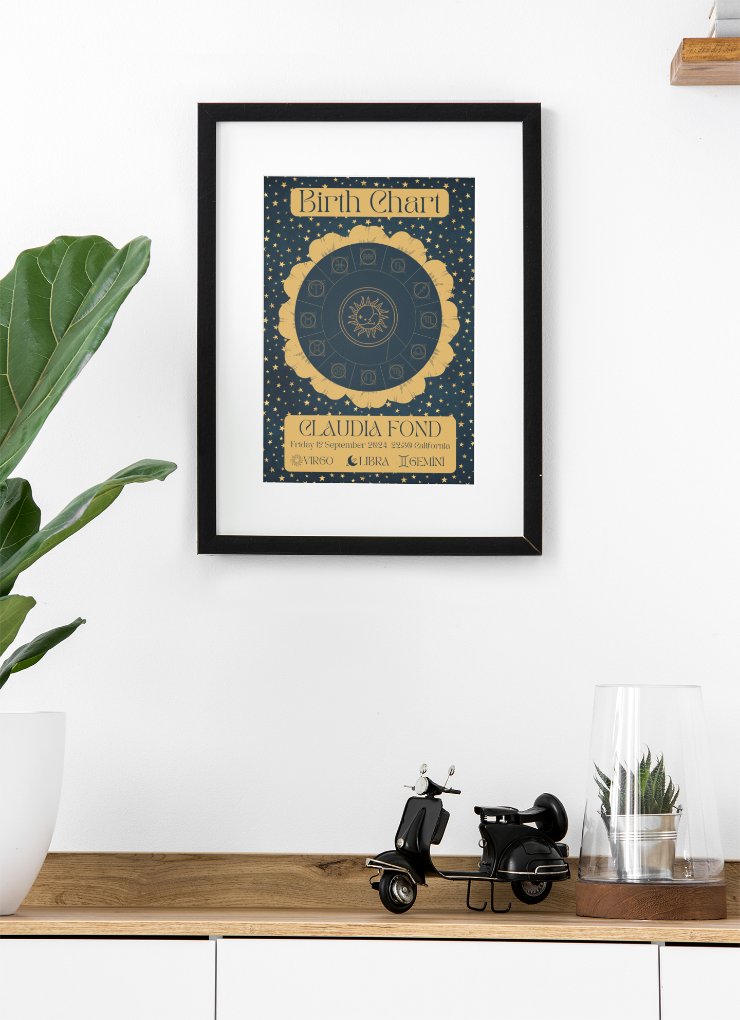 Personalized Vintage Birth Chart – Celestial Astrology Art ✨