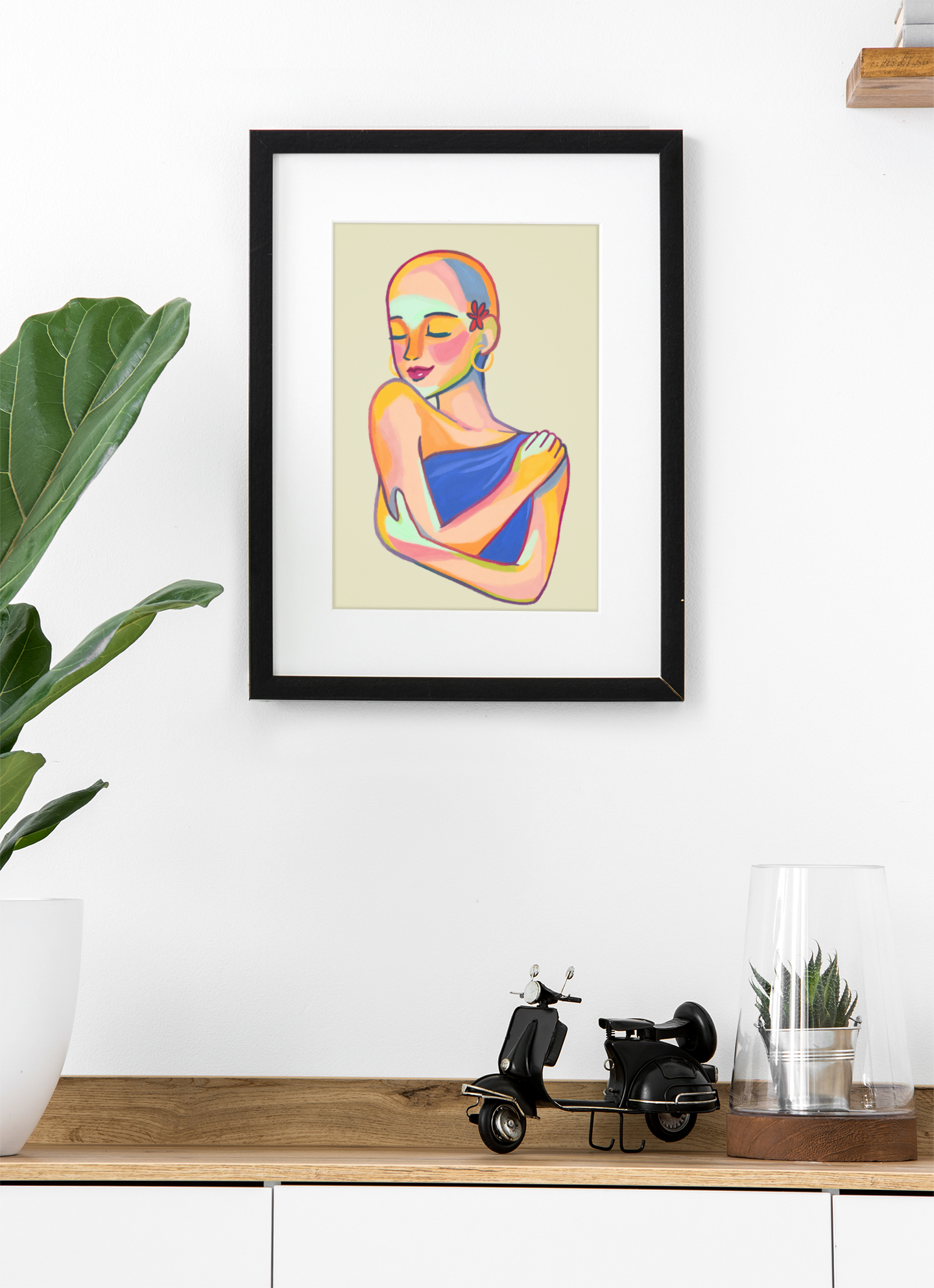 Self-Love Embrace - Abstract Woman Portrait Art Print