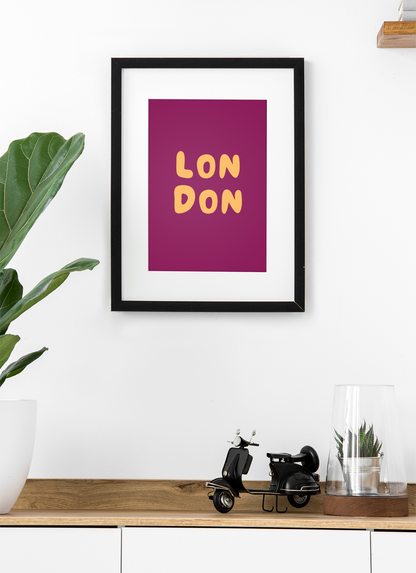 Personalised Retro Location Art Print | Colourful Bold Minimalist Typography