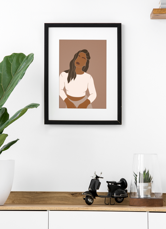 Serene Strength - Minimalist Woman Portrait Print