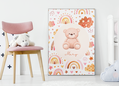 Personalised Teddy Bear Rainbow Print 🧸