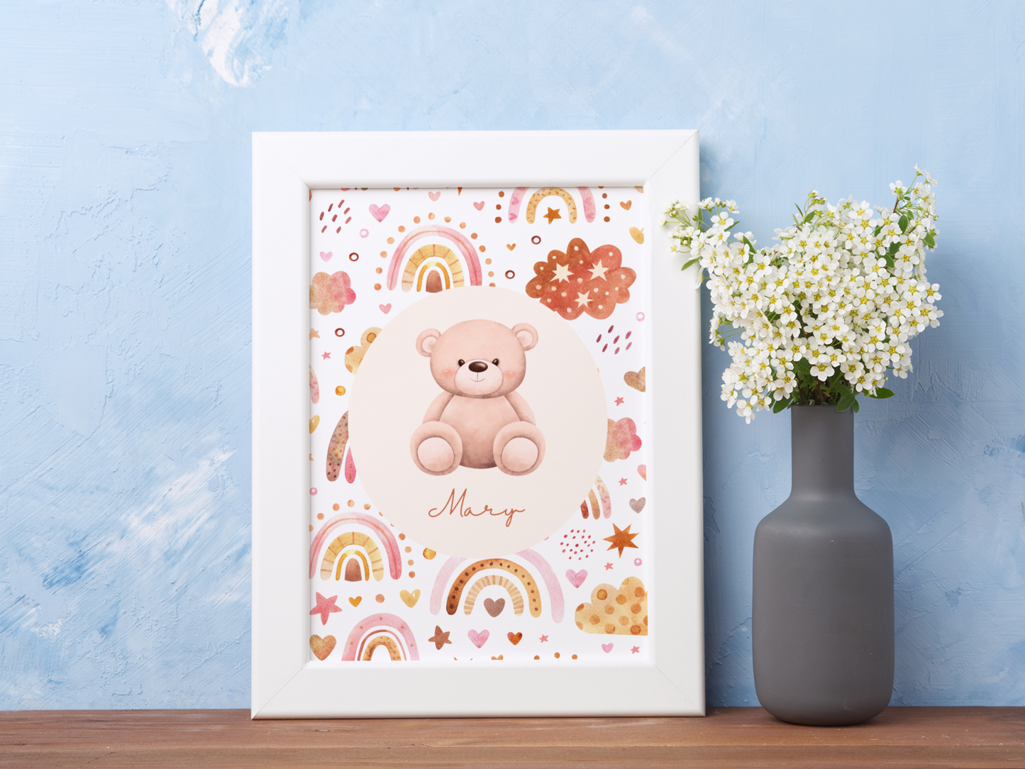 Personalised Teddy Bear Rainbow Print 🧸