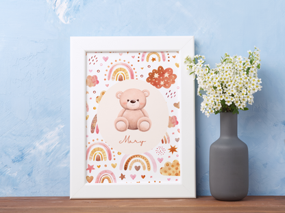 Personalised Teddy Bear Rainbow Print 🧸