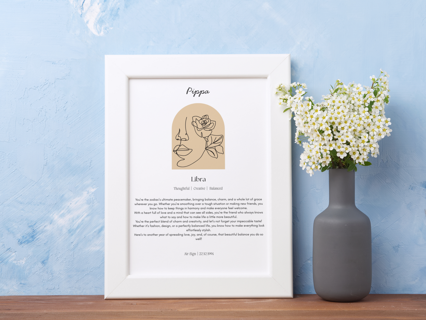 Personalised Libra Zodiac Print