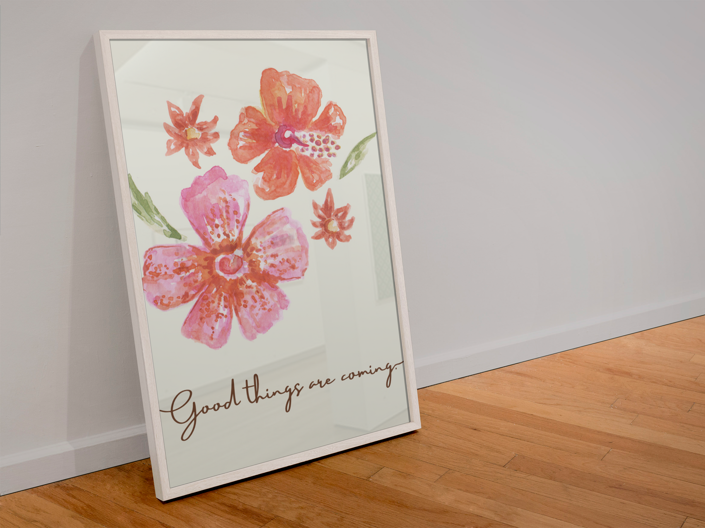 Positive Affirmation, Watercolor Floral Wall Art