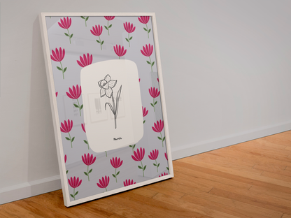 Personalised Birth Month Flower Prints | Botanical Line Art