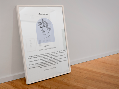 Personalised Pisces Zodiac Print