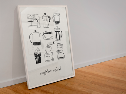 Coffee Lover Wall Art | Coffee Club Kitchen Print