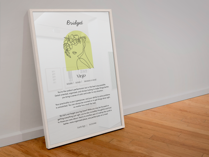 Personalised Virgo Zodiac Print