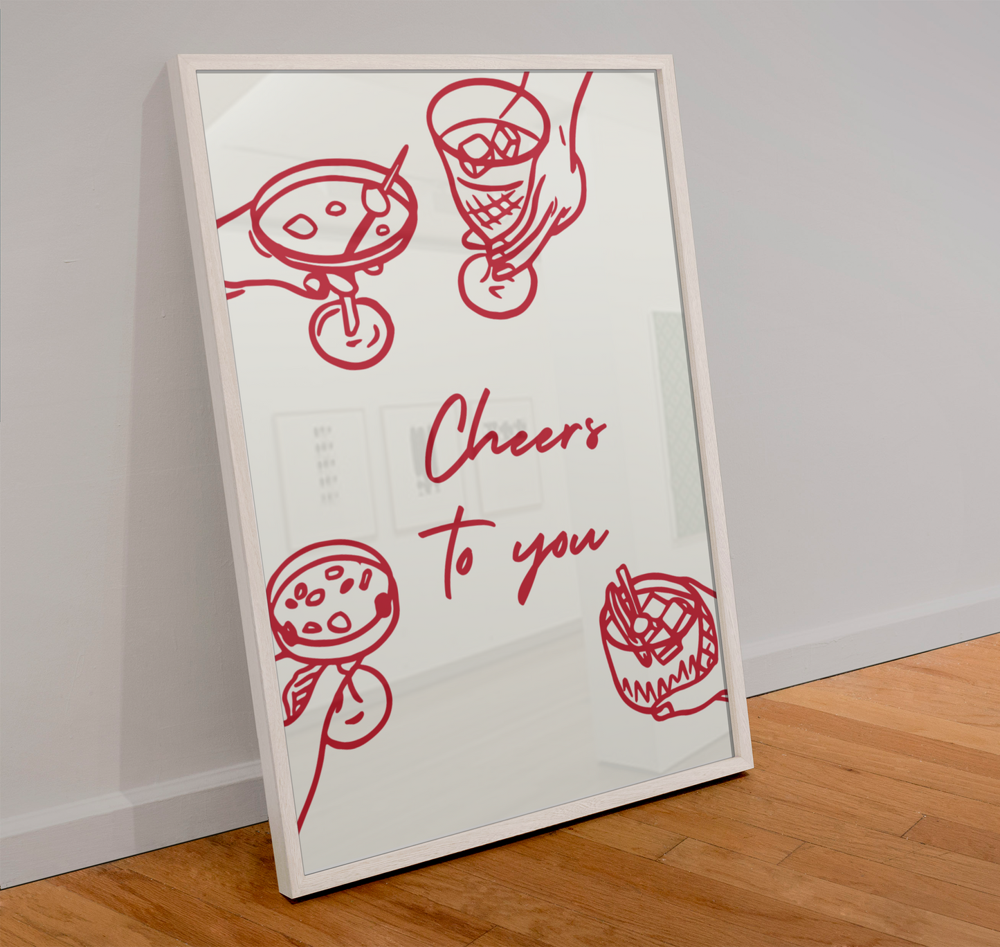 Cheers to you, Colourful Retro Cocktail Kitchen Print 💙
