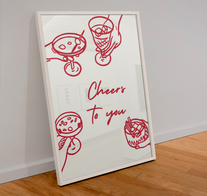 Cheers to you, Colourful Retro Cocktail Kitchen Print 💙