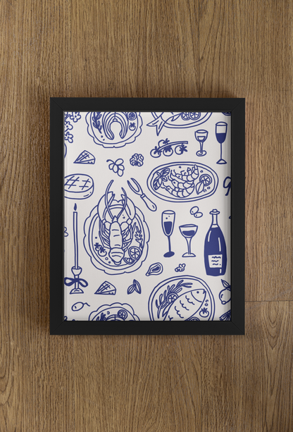 Seafood Kitchen Wall Art Print💙