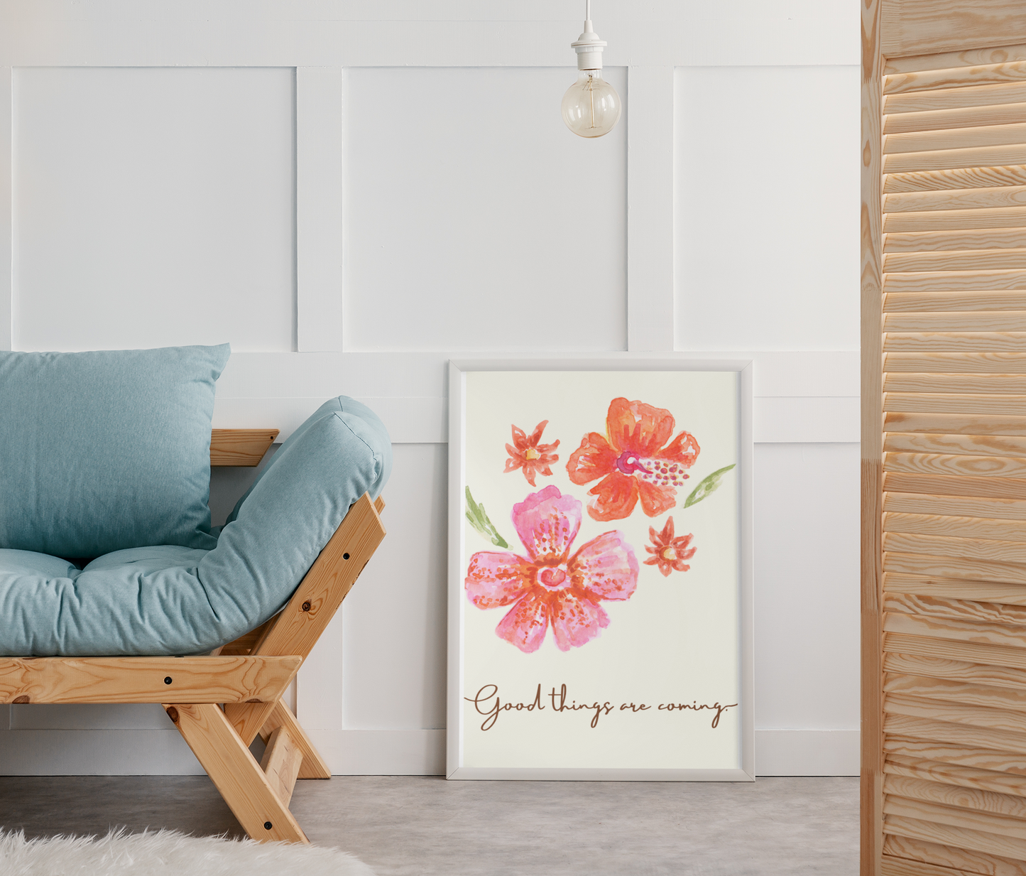 Positive Affirmation, Watercolor Floral Wall Art