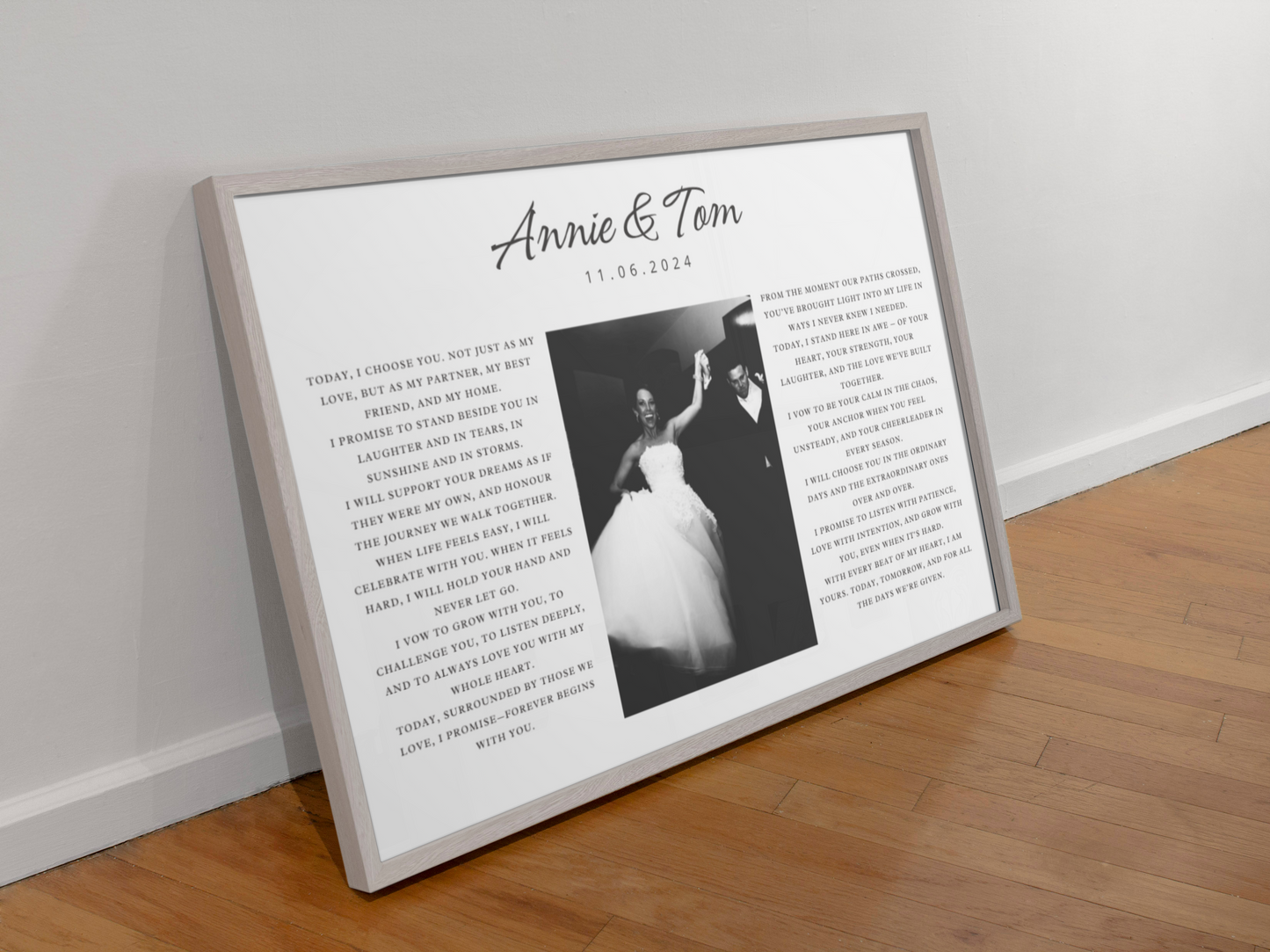 Custom Black & White Wedding Vow Print