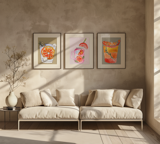 Vibrant Cocktail Art Prints | Drink Illustrations for Kitchen & Bar Decor