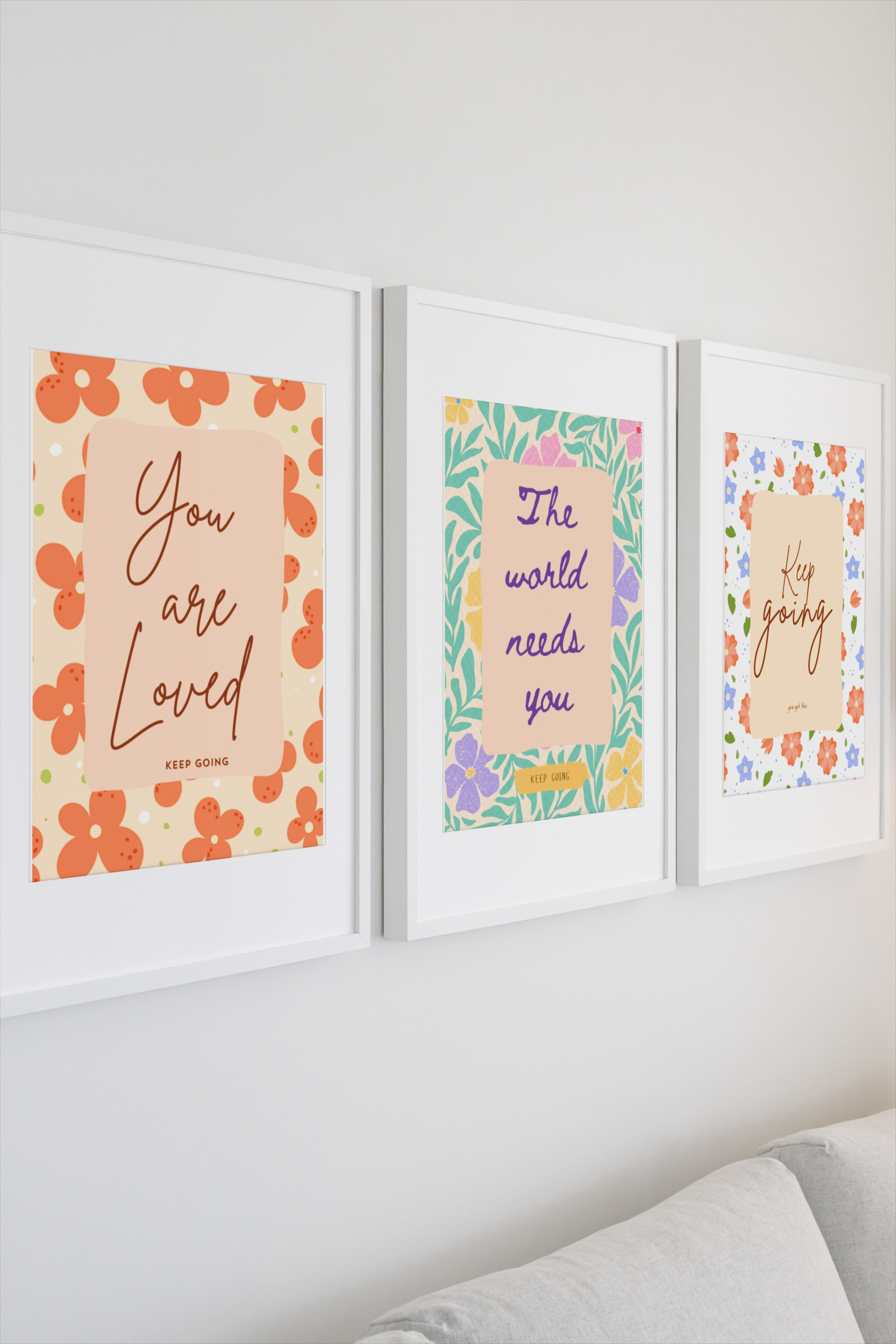 Floral You are Loved Positive Affirmation Art Print