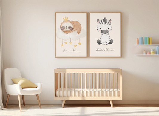 Personalised Animal Kids Room Art Prints