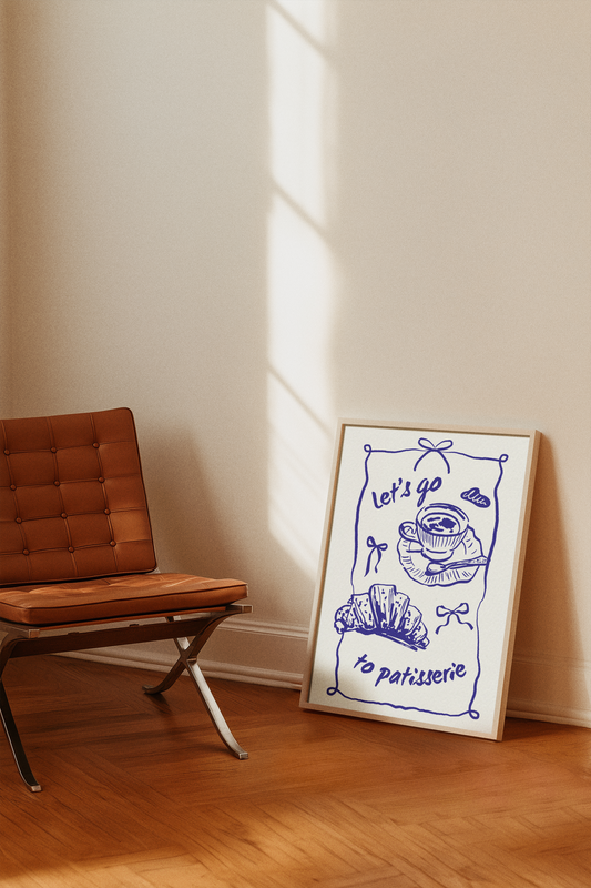 Patisserie French Cafe Art Print | Pastry Illustration | Bakery Wall Art | Foodie Gift