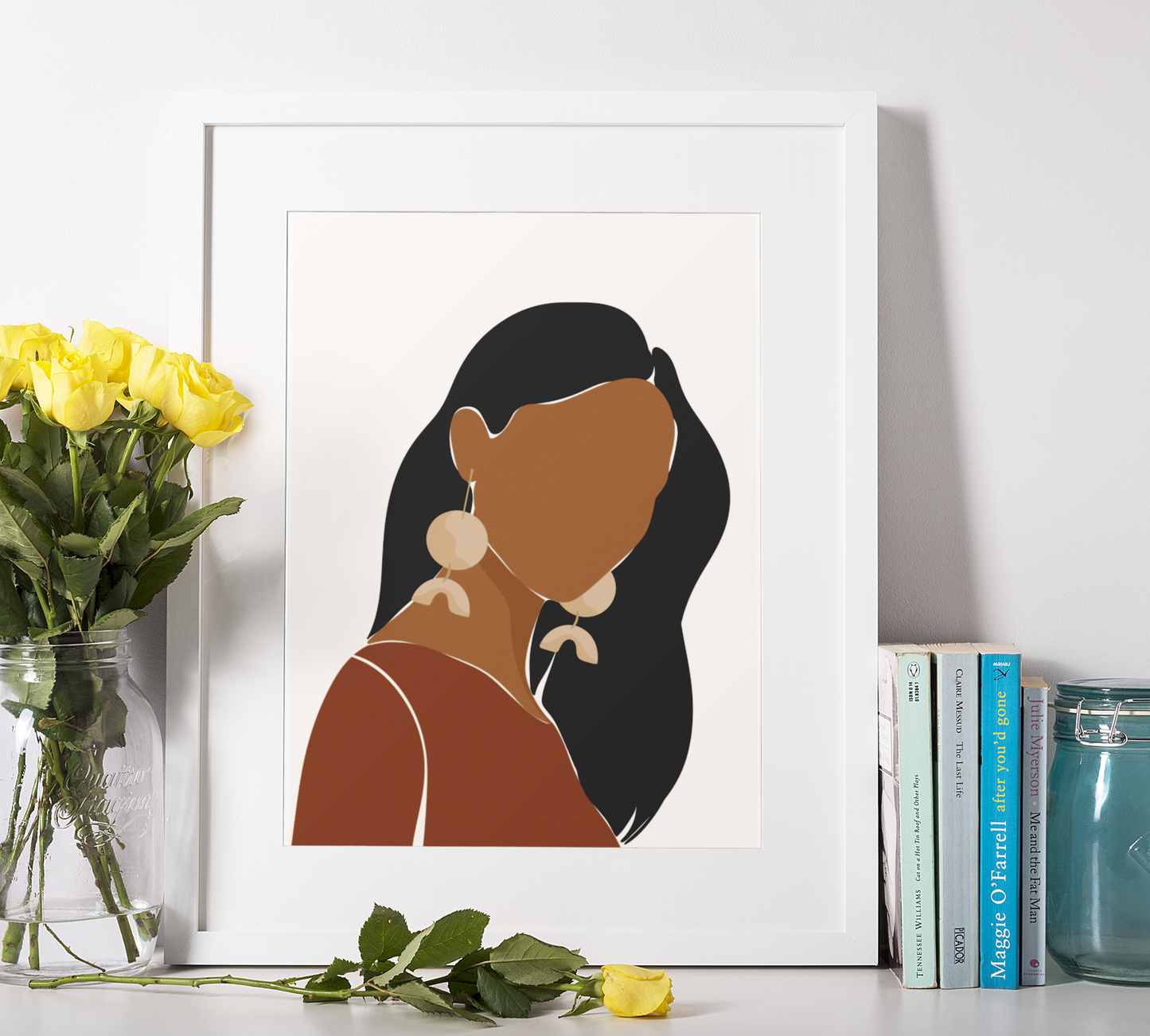 Earthy Elegance - Boho Abstract Woman Portrait Print