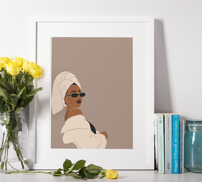 Glamour & Grace - Minimalist Black Girl Art Print