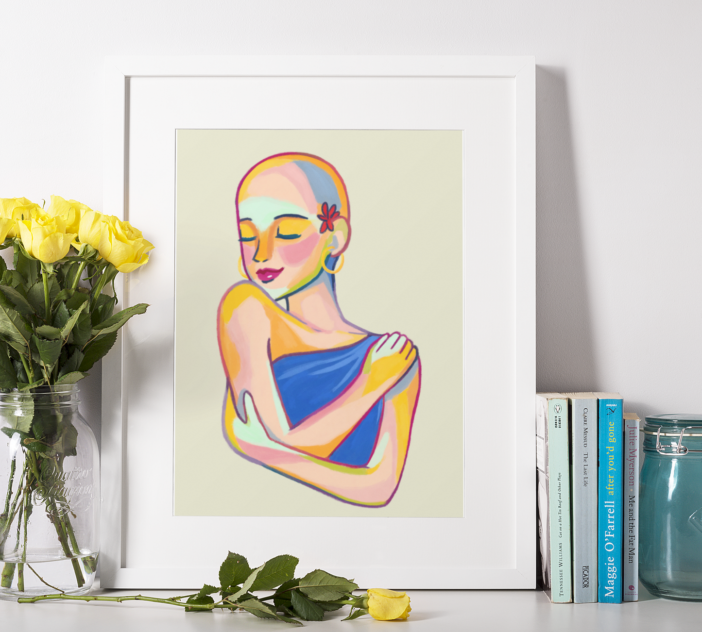 Self-Love Embrace - Abstract Woman Portrait Art Print