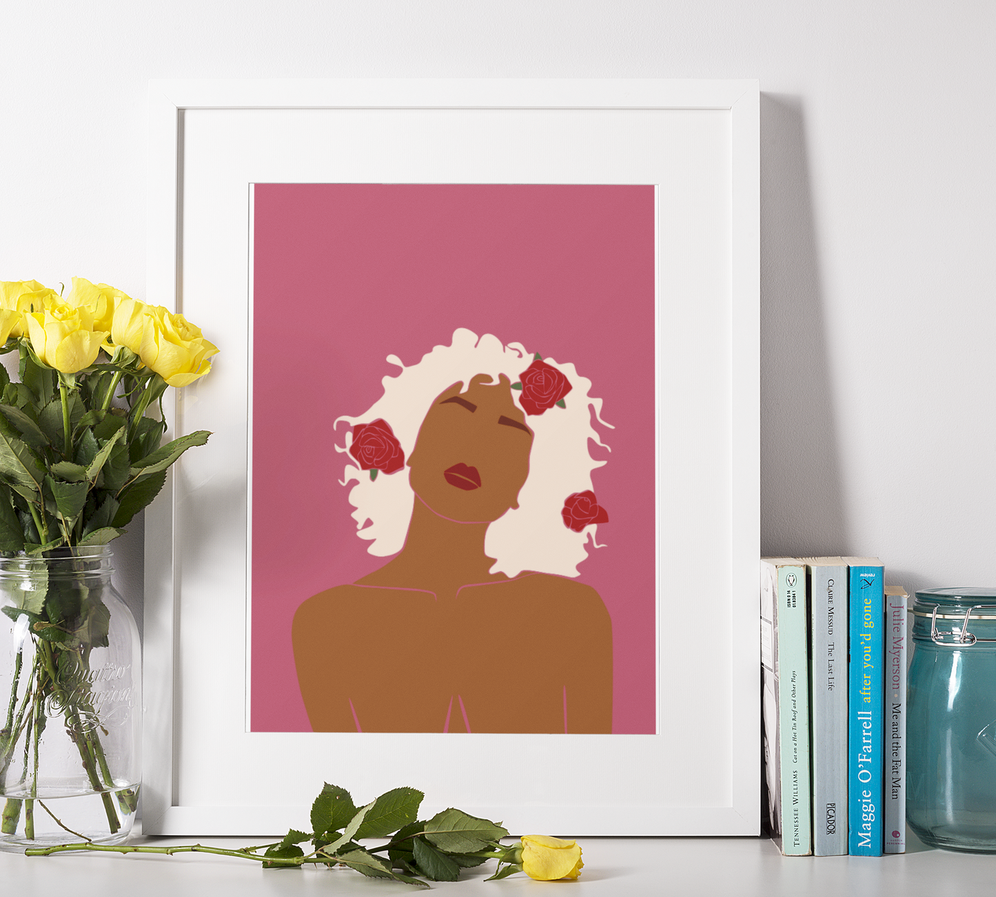 Divine Bloom – Minimalist Afro Feminine Silhouette Art Print