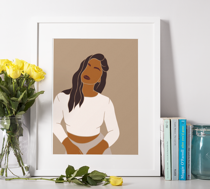 Serene Strength - Minimalist Woman Portrait Print