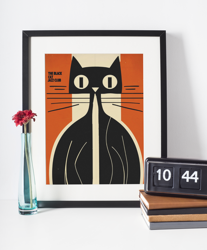 The Black Cat Jazz Club – Retro Art Print 🖤