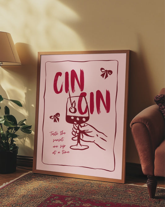 Cin Cin Retro Cocktail Wall Art Print