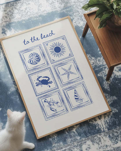 Coastal Beach House Print | Summer Seashell Print