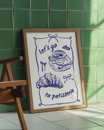 Patisserie French Cafe Art Print | Pastry Illustration | Bakery Wall Art | Foodie Gift