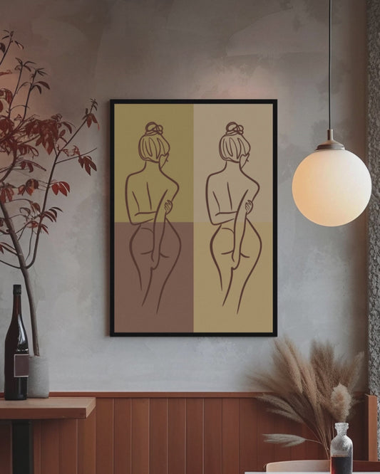 Brown Aesthetic Minimalist Line Art Print