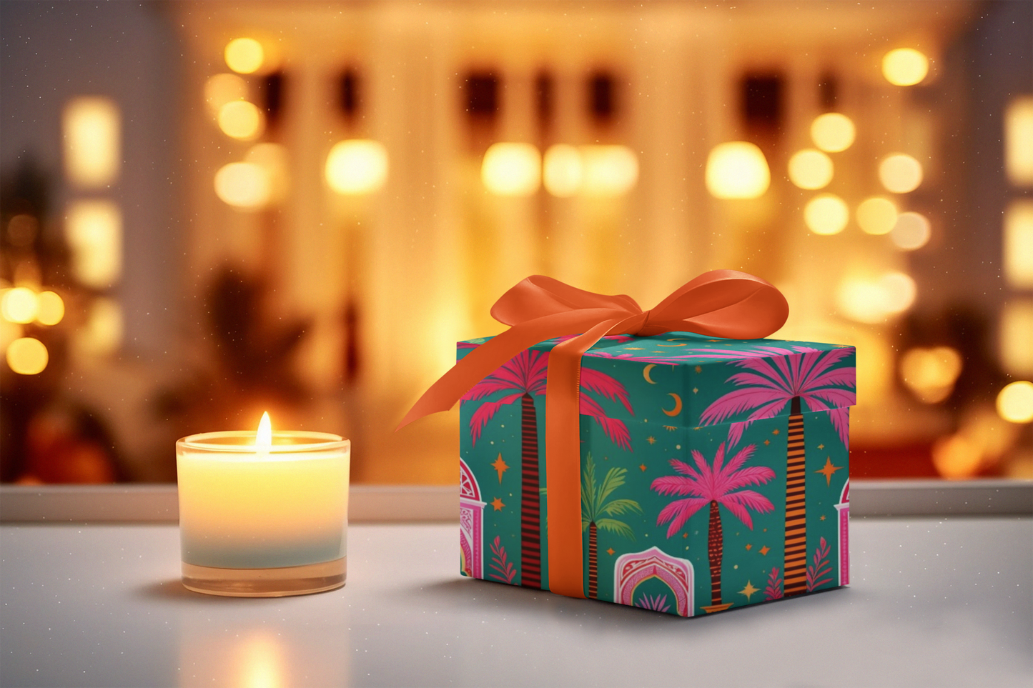 Colourful palm tree wrapping paper